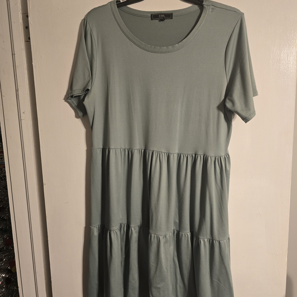 Vibe Asymmetrical Dress in Light Sage Green